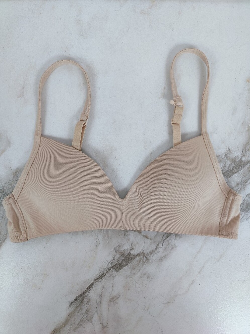Hanes Girls' Beige Wire Free Molded Cup Multiway Bra Bralette, Sz 30A